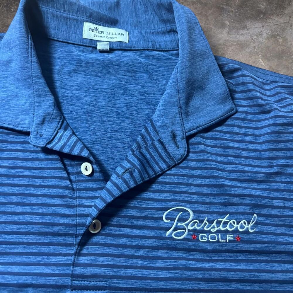 Peter Millar Polo Mens Blue XL Barstool Golf Summer Comfort Performance Shirt
